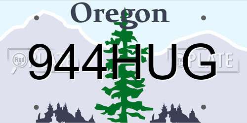 944HUG Oregon License Plate