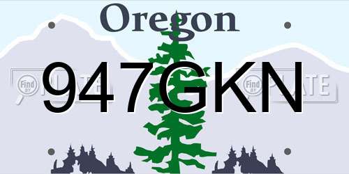 947GKN Oregon License Plate