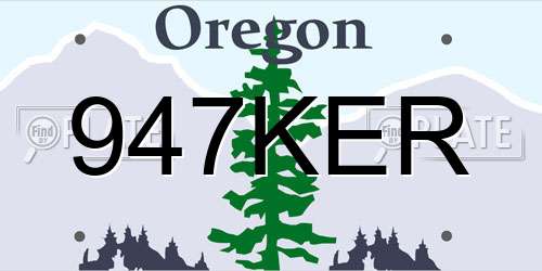 947KER Oregon License Plate
