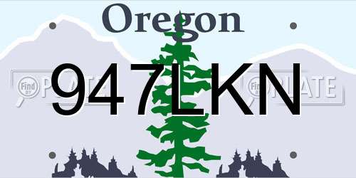 947LKN Oregon License Plate