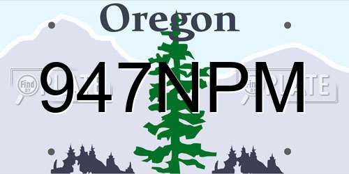 947NPM Oregon License Plate