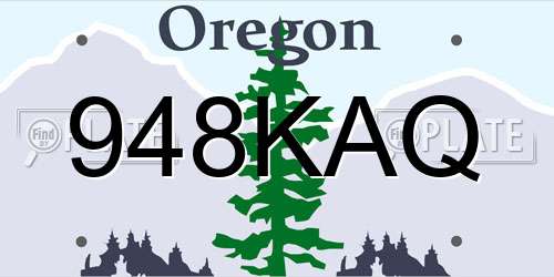 948KAQ Oregon License Plate