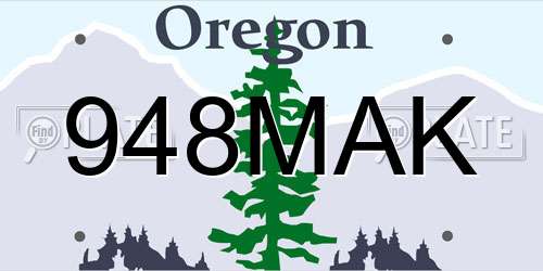 948MAK Oregon License Plate