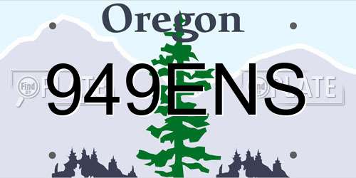 949ENS Oregon License Plate