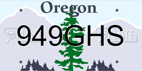 949GHS Oregon License Plate
