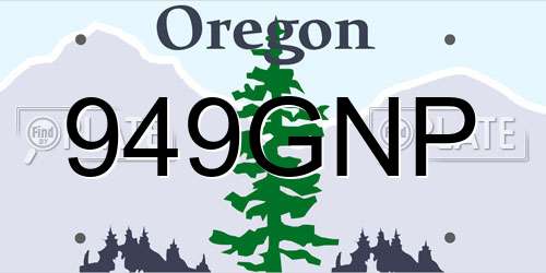 949GNP Oregon License Plate