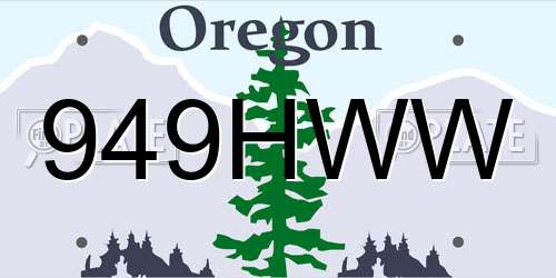 949HWW Oregon License Plate