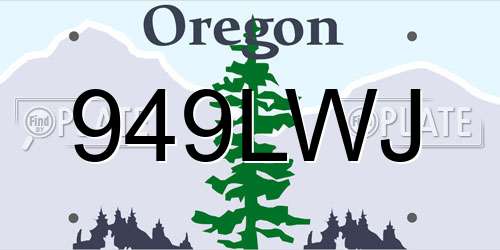 949LWJ Oregon License Plate