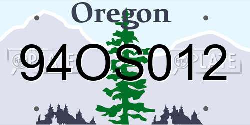 94OS012 Oregon License Plate