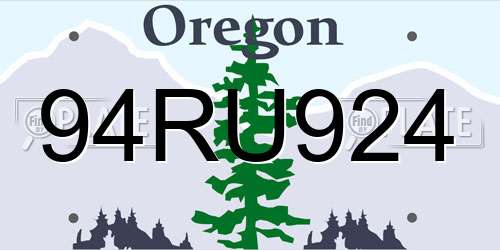 94RU924 Oregon License Plate