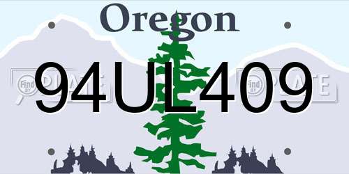 94UL409 Oregon License Plate