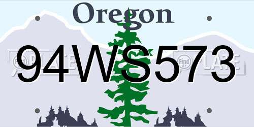 94WS573 Oregon License Plate