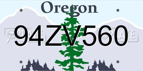 94ZV560 Oregon License Plate