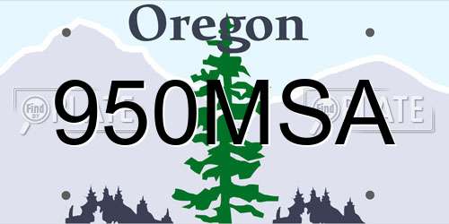950MSA Oregon License Plate
