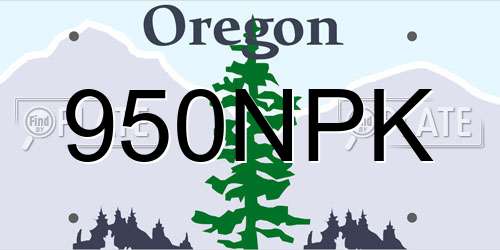 950NPK Oregon License Plate
