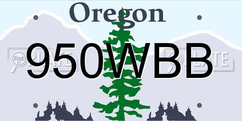 950WBB Oregon License Plate
