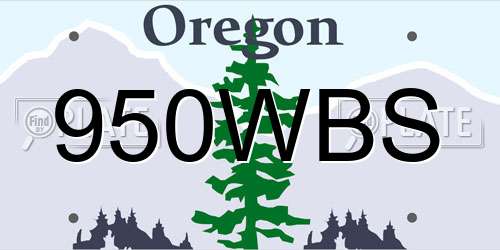 950WBS Oregon License Plate