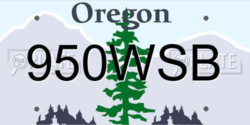 950WSB Oregon License Plate