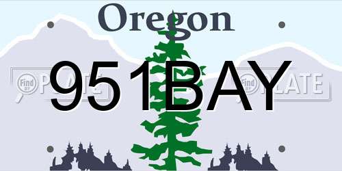 951BAY Oregon License Plate