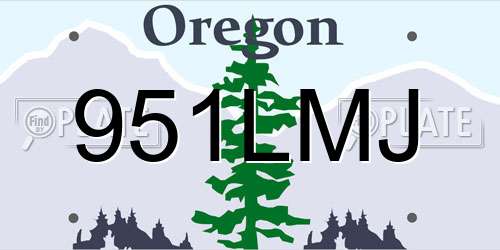 951LMJ Oregon License Plate