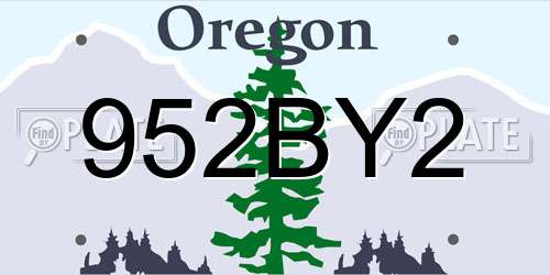 952BY2 Oregon License Plate