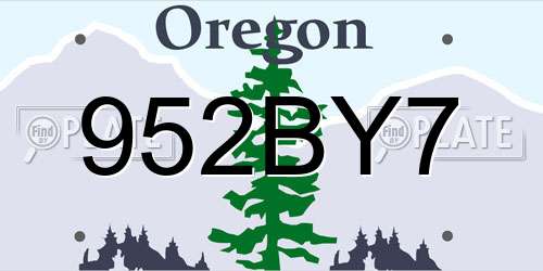 952BY7 Oregon License Plate