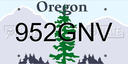 952GNV Oregon License Plate