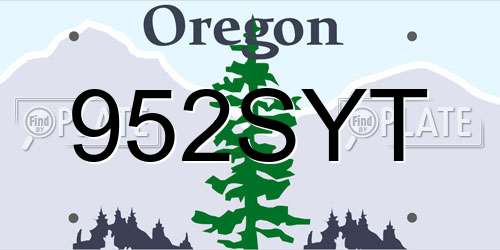952SYT Oregon License Plate