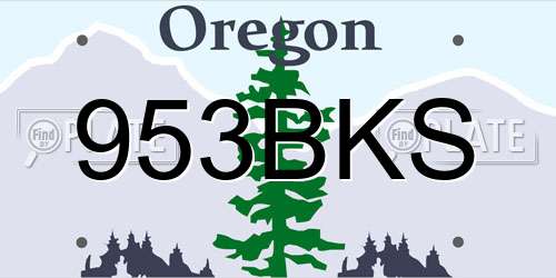953BKS Oregon License Plate