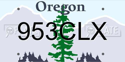 953CLX Oregon License Plate