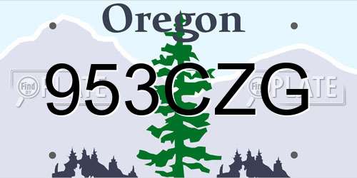 953CZG Oregon License Plate