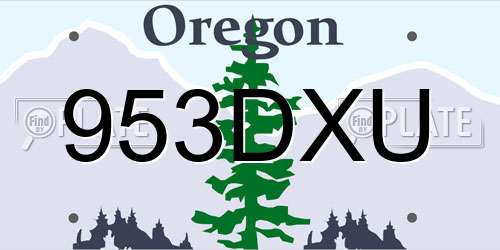 953DXU Oregon License Plate