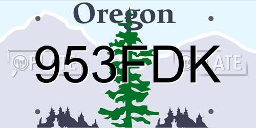 953FDK Oregon License Plate