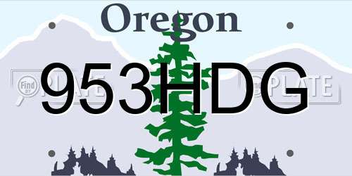 953HDG Oregon License Plate