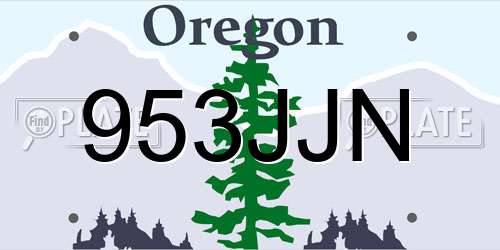 953JJN Oregon License Plate