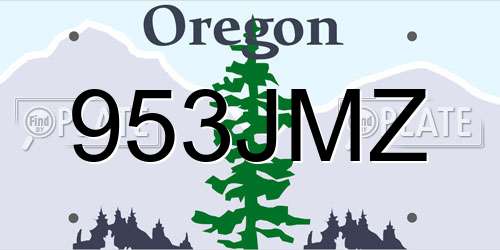 953JMZ Oregon License Plate