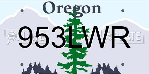 953LWR Oregon License Plate