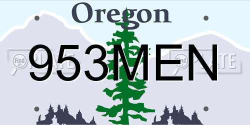 953MEN Oregon License Plate