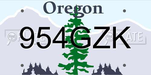 954GZK Oregon License Plate