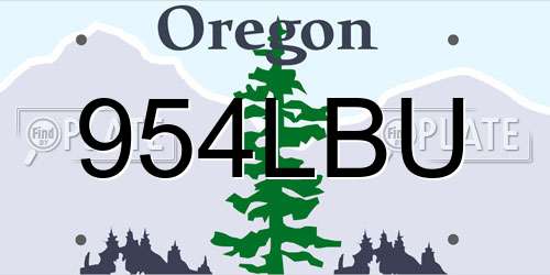 954LBU Oregon License Plate