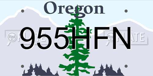 955HFN Oregon License Plate