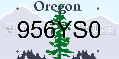 956YS0 Oregon License Plate