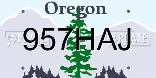 957HAJ Oregon License Plate