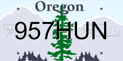 957HUN Oregon License Plate