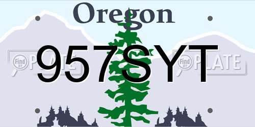 957SYT Oregon License Plate