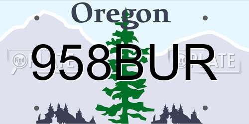 958BUR Oregon License Plate