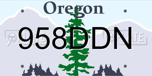 958DDN Oregon License Plate