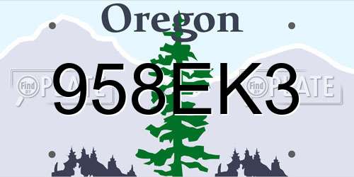 958EK3 Oregon License Plate