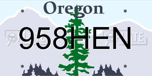 958HEN Oregon License Plate