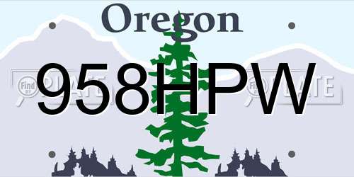 958HPW Oregon License Plate